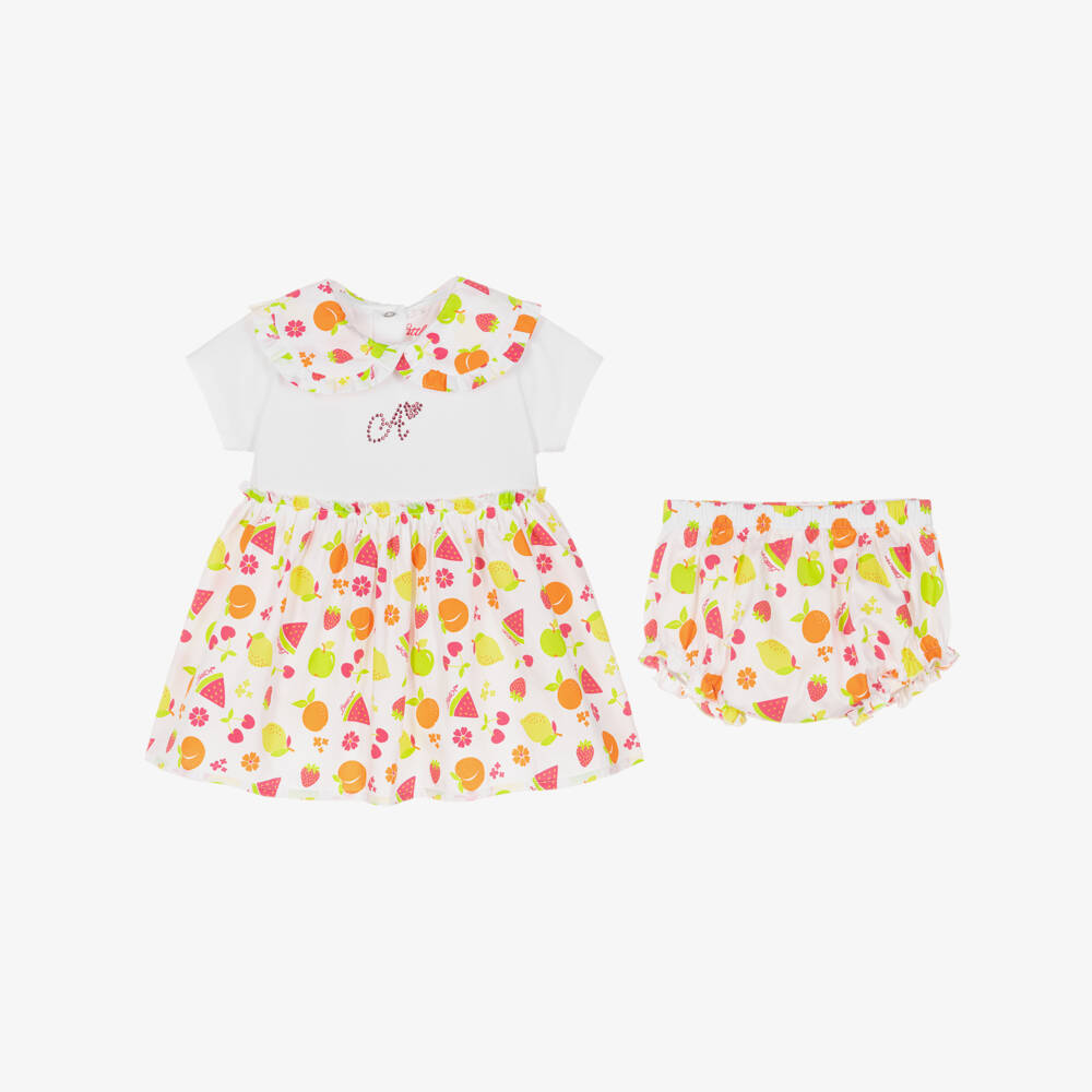 A Dee-Girls White Fruit Print Dress | Childrensalon Outlet