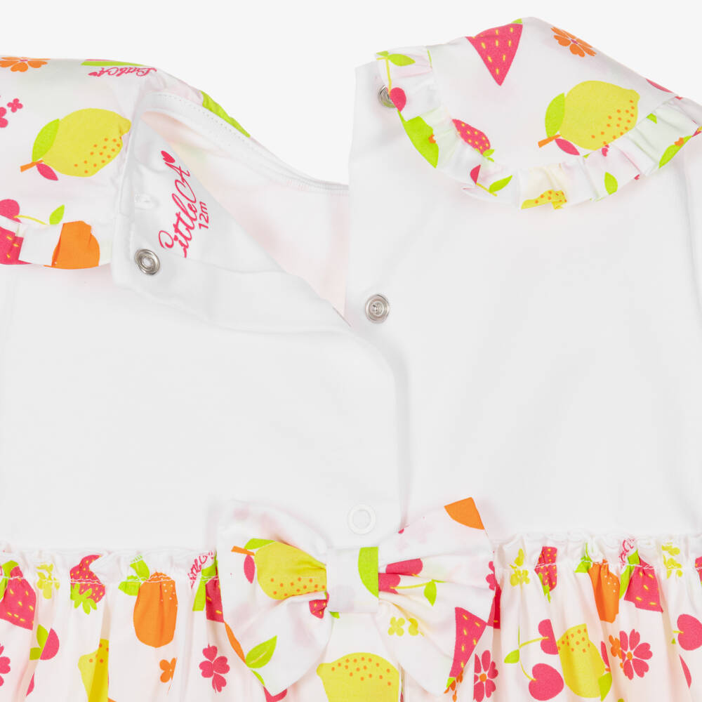A Dee-Girls White Fruit Print Dress | Childrensalon Outlet