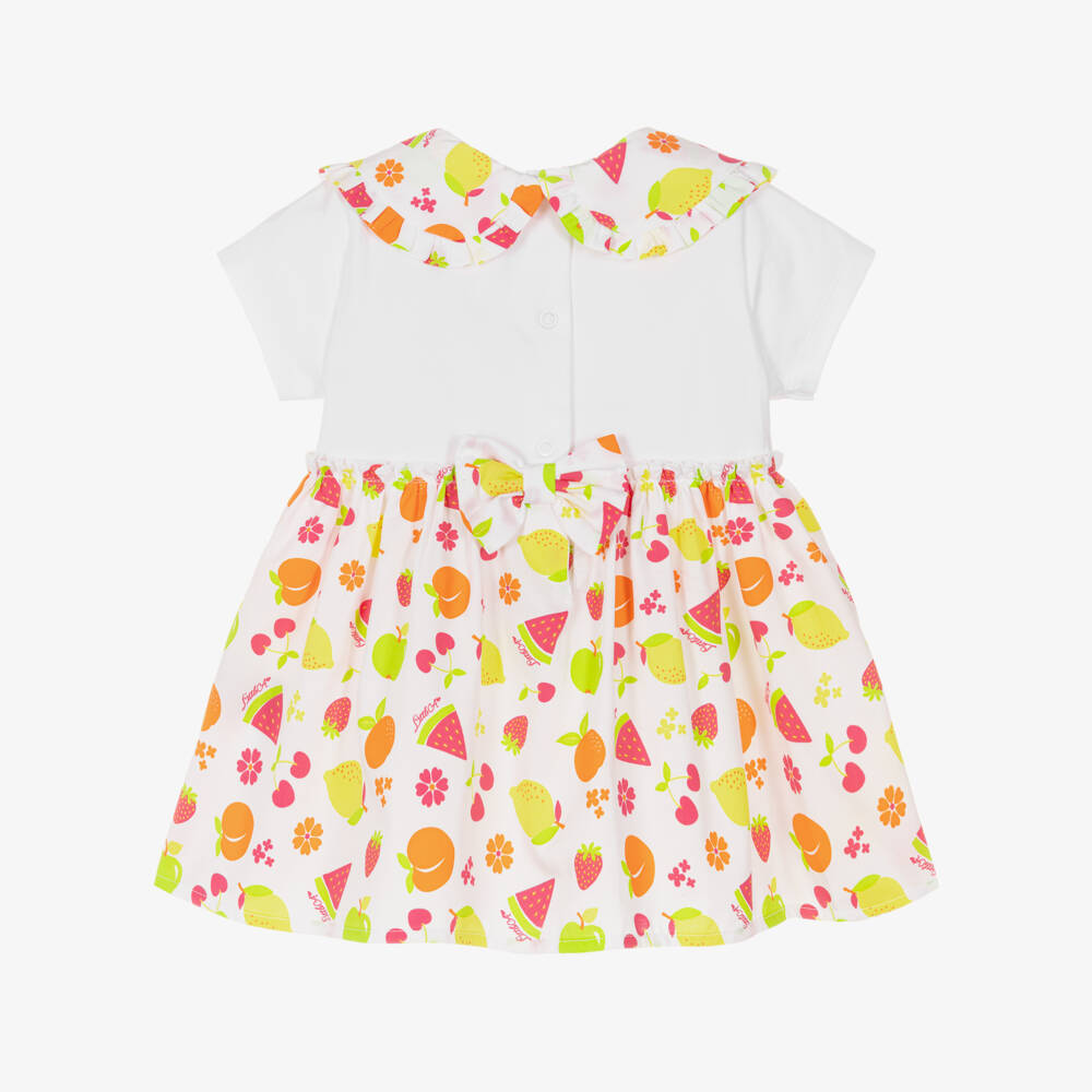 A Dee-Girls White Fruit Print Dress | Childrensalon Outlet
