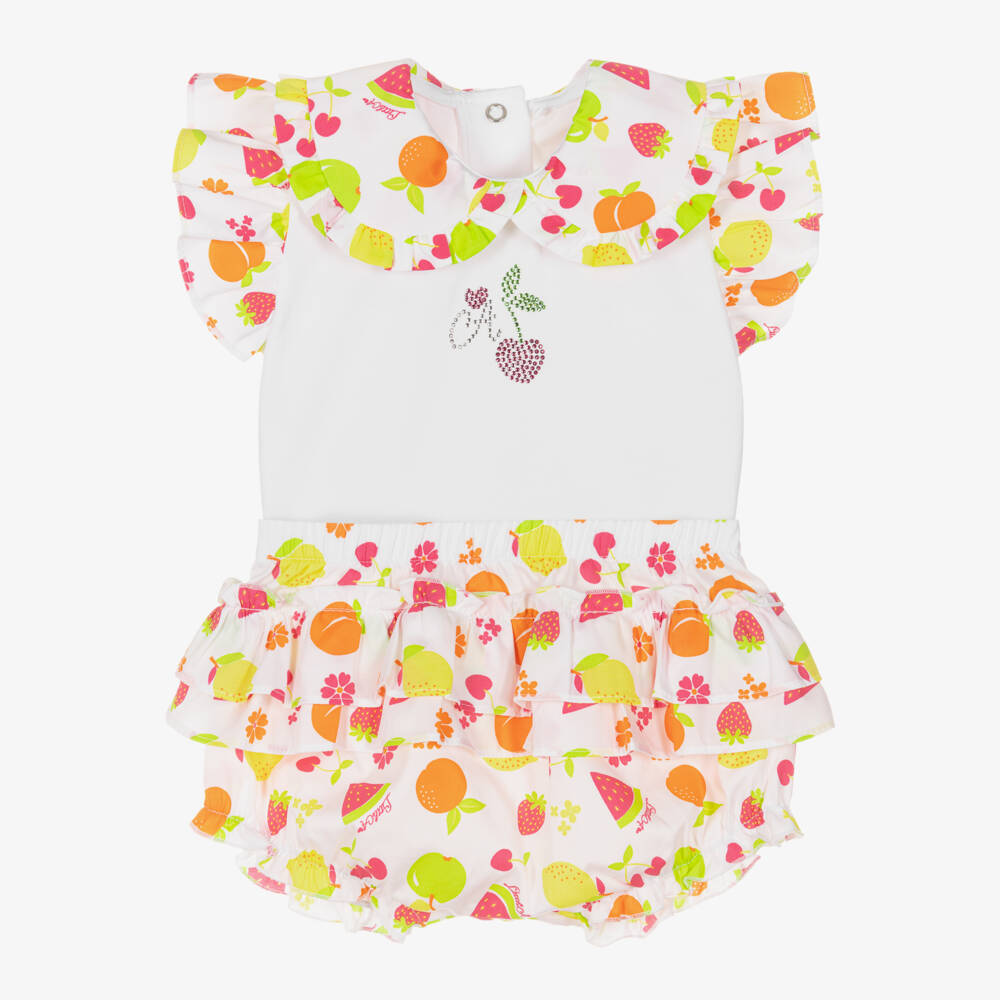 A Dee-Girls White Fruit Print Outfit | Childrensalon Outlet