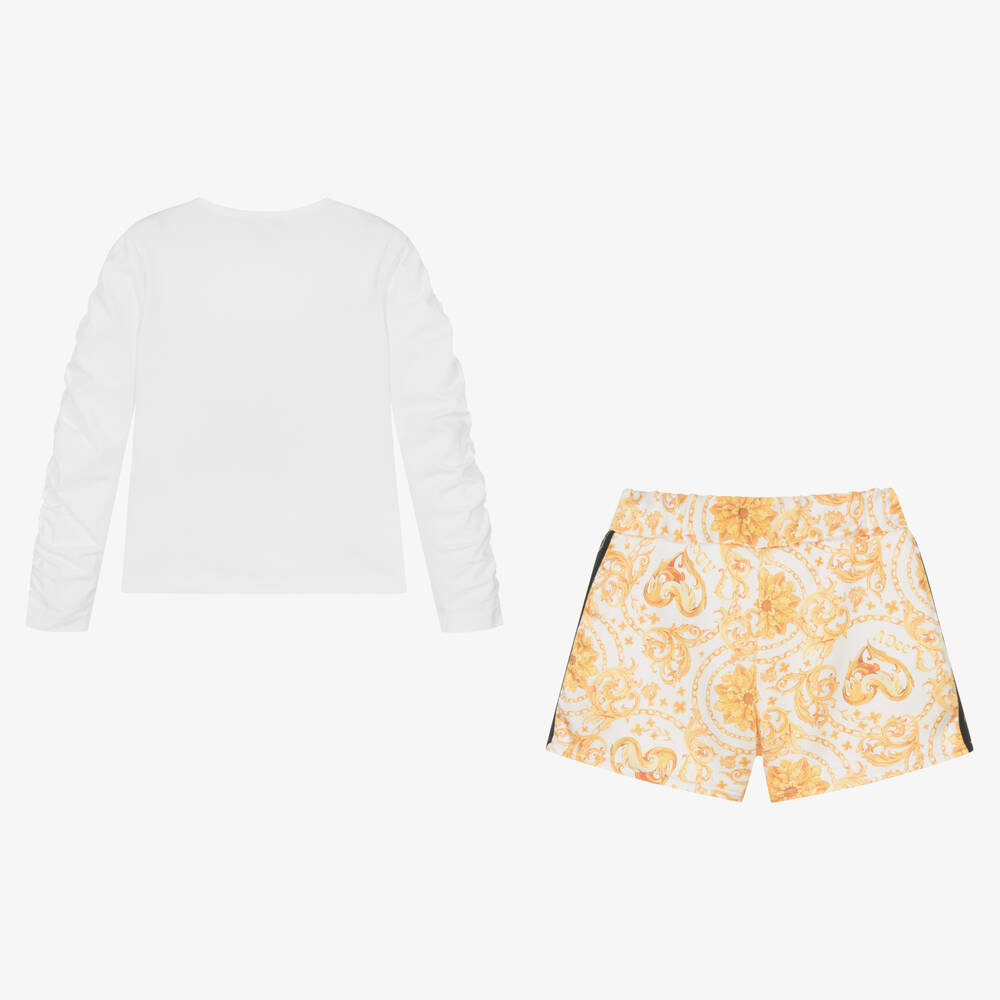 A Dee-Girls White & Gold Shorts Set | Childrensalon Outlet