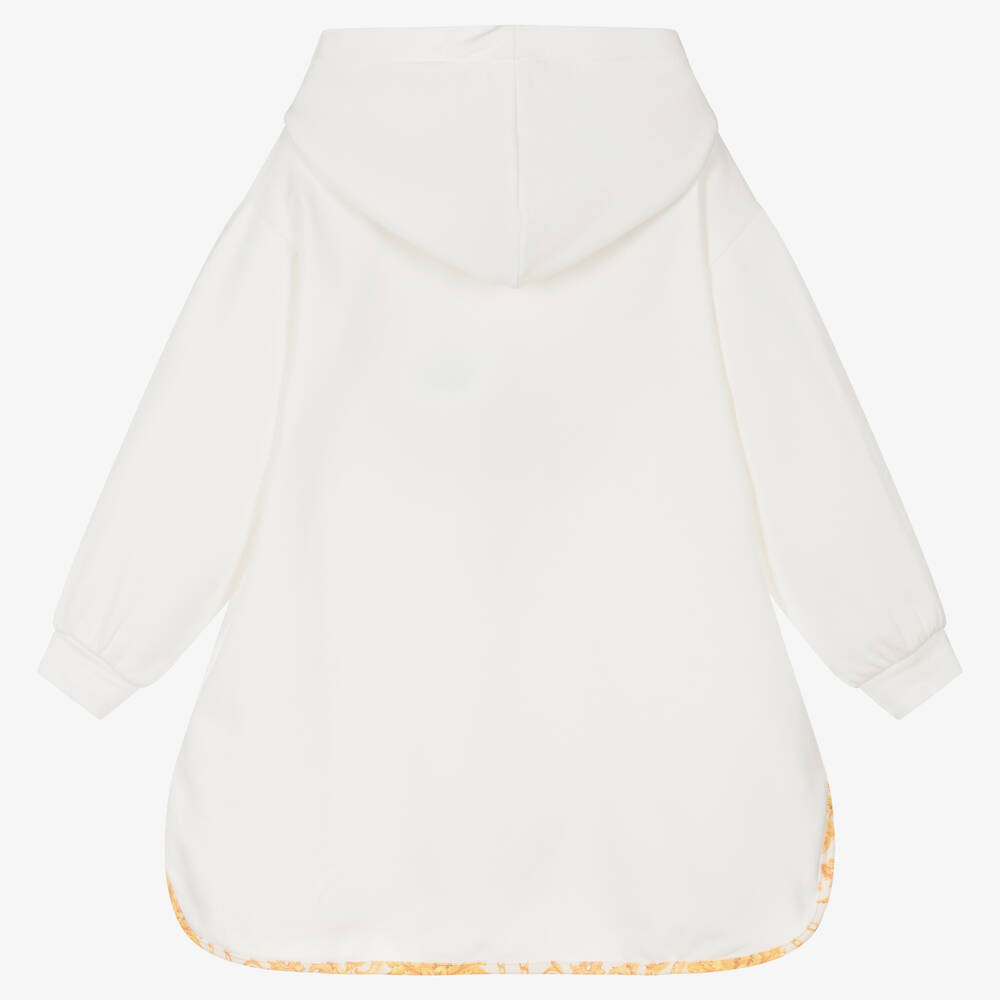 آدي-فستان سويتشيرت قطن جيرسي لون أبيض وذهبي | Childrensalon Outlet