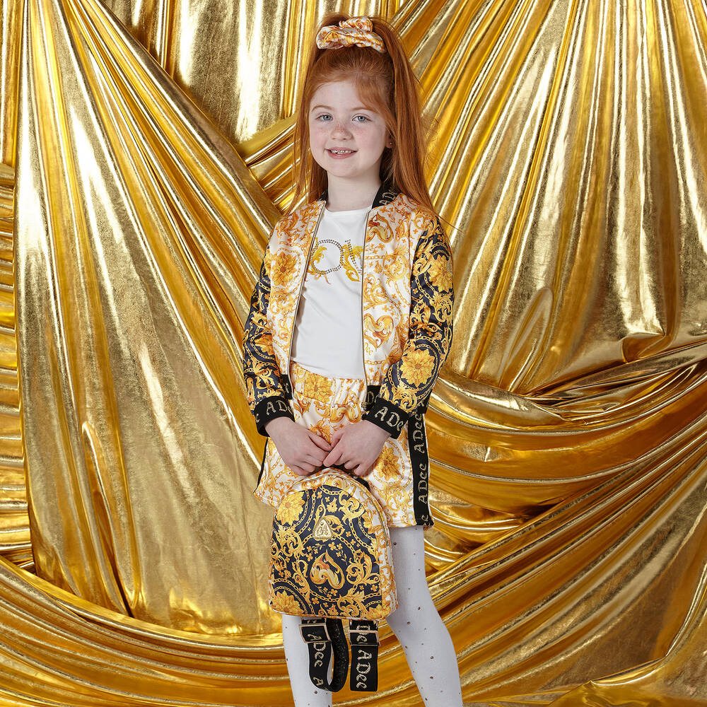 A Dee-Girls White & Gold Zip-Up Top | Childrensalon Outlet