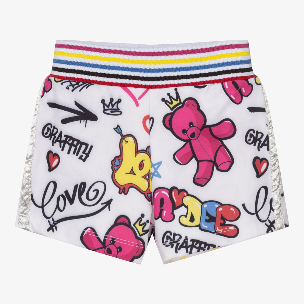 A Dee-Girls White Graffiti Shorts | Childrensalon Outlet