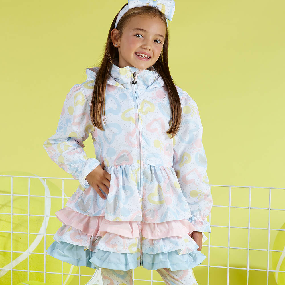 A Dee-Белая куртка с сердечками | Childrensalon Outlet