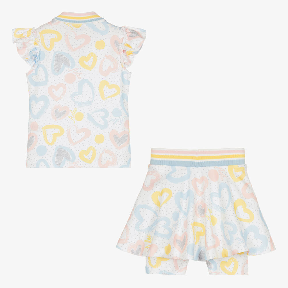 A Dee-Белый топ и юбка-шорты с сердечками | Childrensalon Outlet