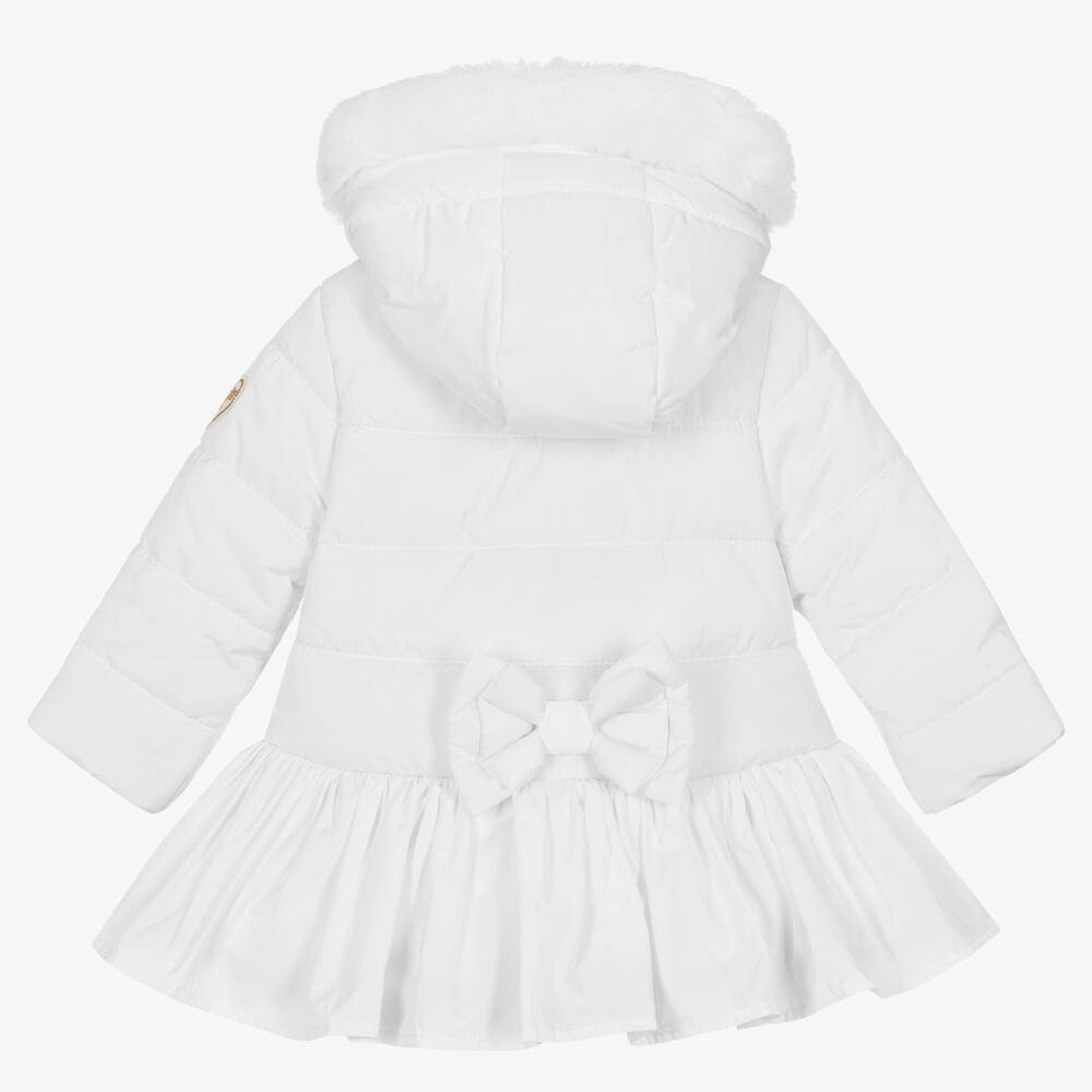 A Dee-Girls White Hooded Puffer Coat | Childrensalon Outlet