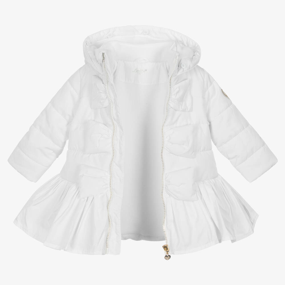 A Dee-Girls White Hooded Puffer Coat | Childrensalon Outlet