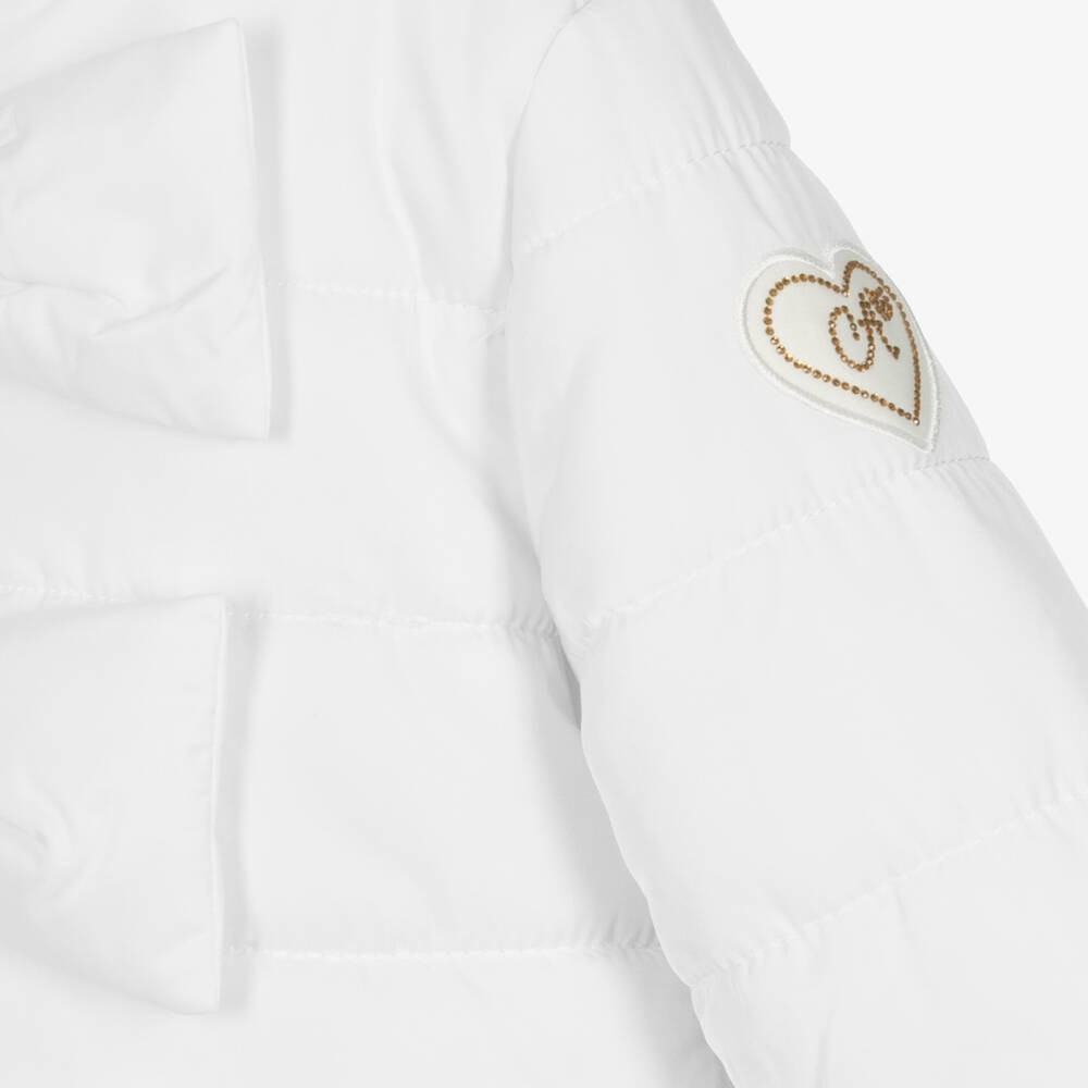 A Dee-Girls White Hooded Puffer Coat | Childrensalon Outlet