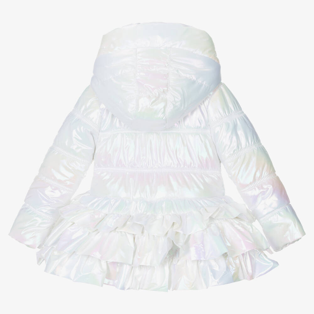 A Dee-Girls White Iridescent Puffer Coat | Childrensalon Outlet