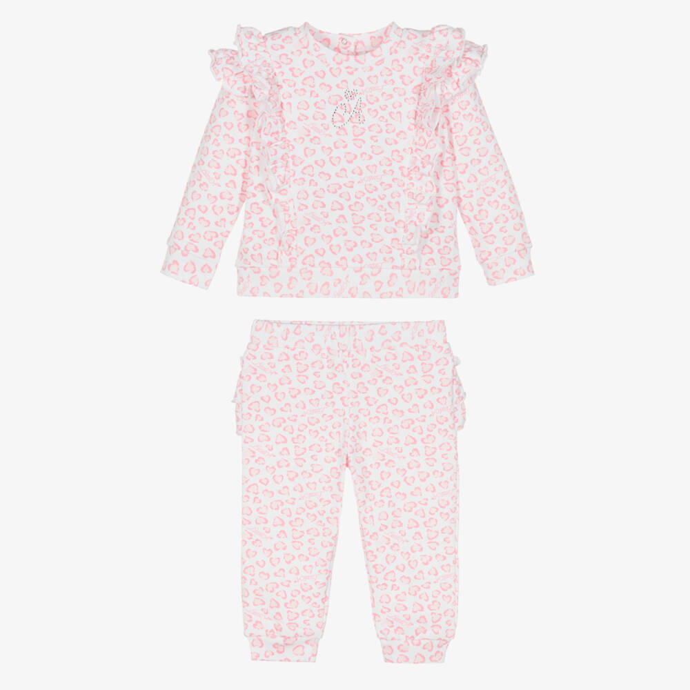 A Dee-Girls White & Pink Cotton Tracksuit | Childrensalon Outlet