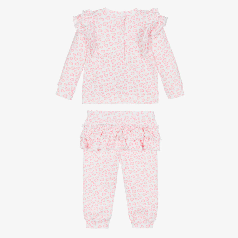 A Dee-Girls White & Pink Cotton Tracksuit | Childrensalon Outlet