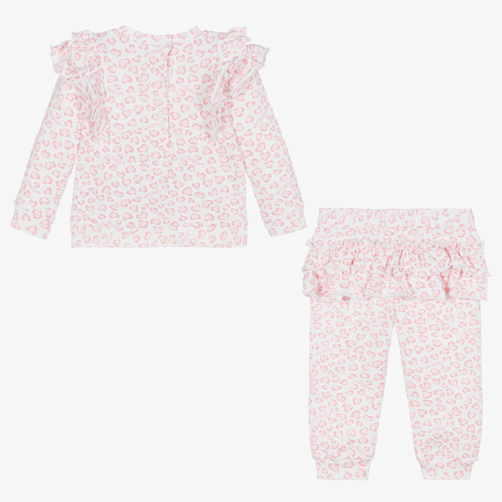 A Dee-Girls White & Pink Cotton Tracksuit | Childrensalon Outlet