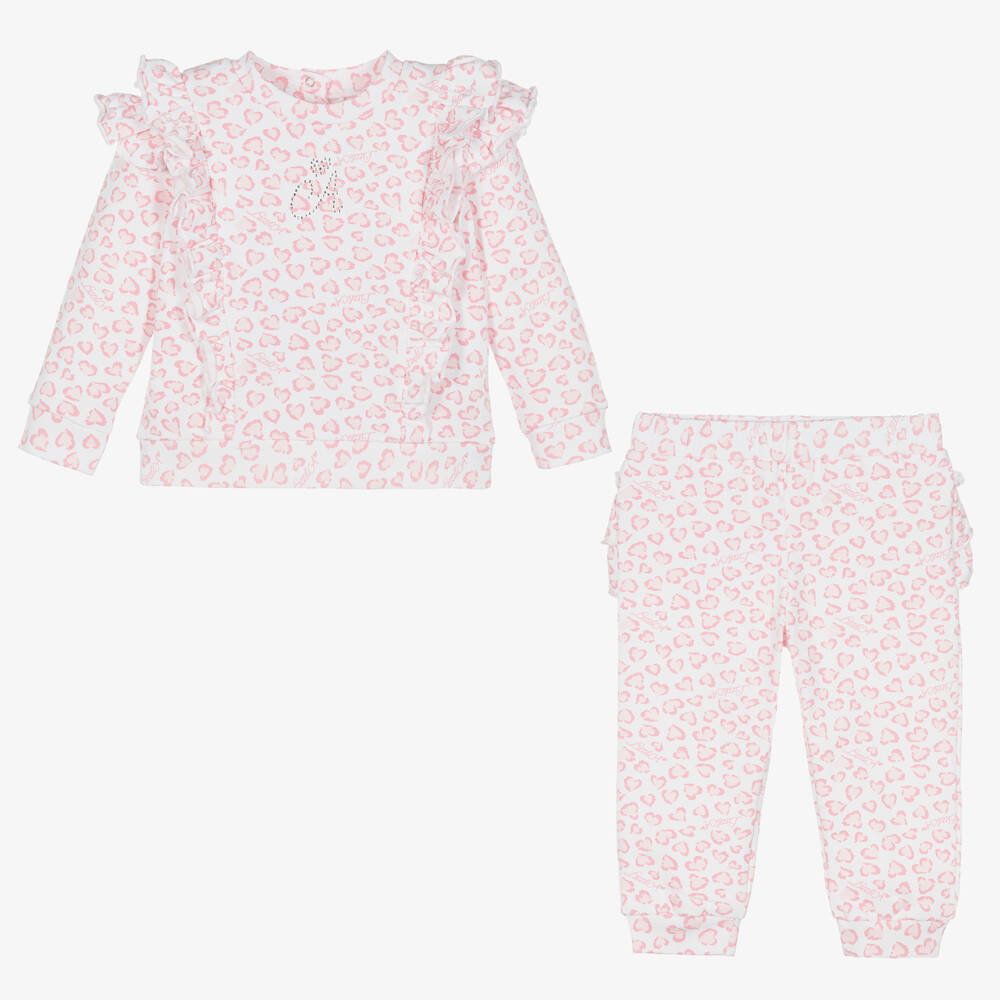 A Dee-Girls White & Pink Cotton Tracksuit | Childrensalon Outlet