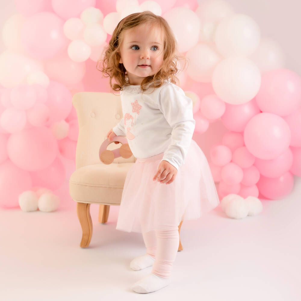 A Dee-Белый топ и розовые легинсы | Childrensalon Outlet