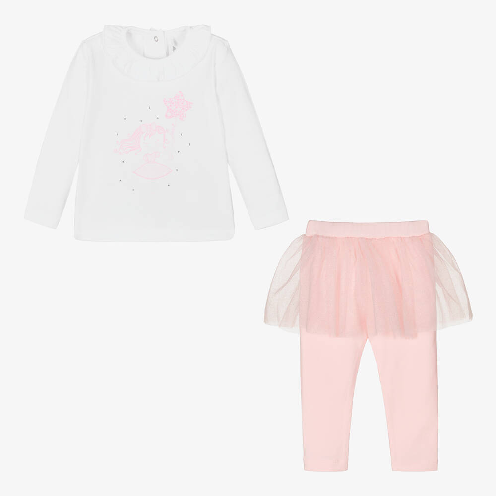 A Dee-Белый топ и розовые легинсы | Childrensalon Outlet