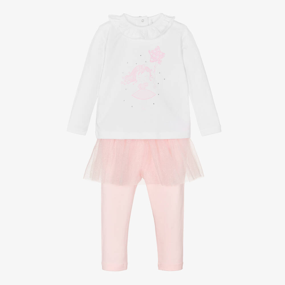 A Dee-Белый топ и розовые легинсы | Childrensalon Outlet