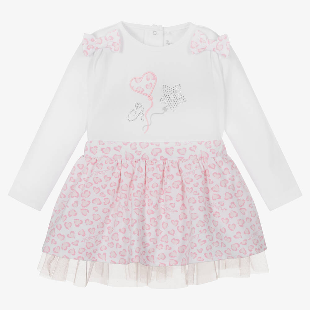 A Dee - Ensemble jupe rose blanc fille | Childrensalon