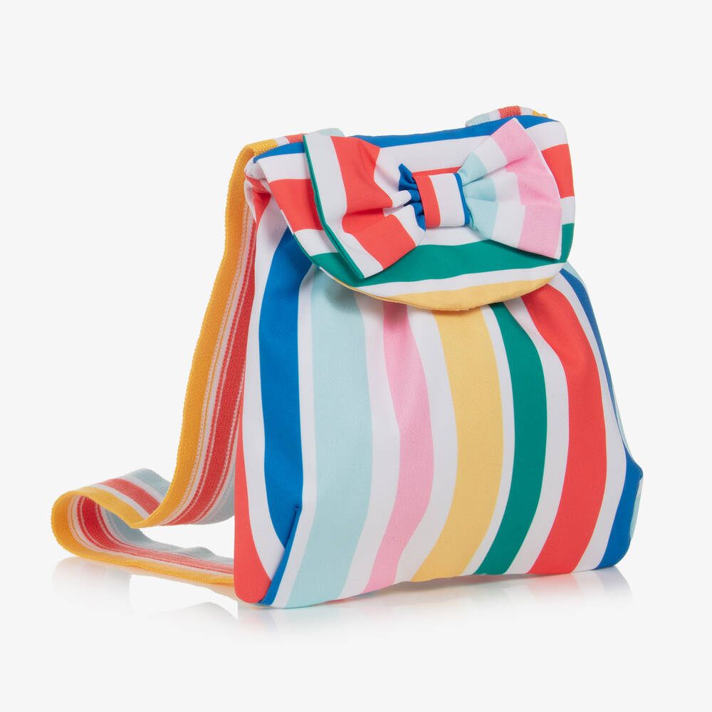 A Dee-Girls White & Pink Striped Backpack (20cm) | Childrensalon Outlet