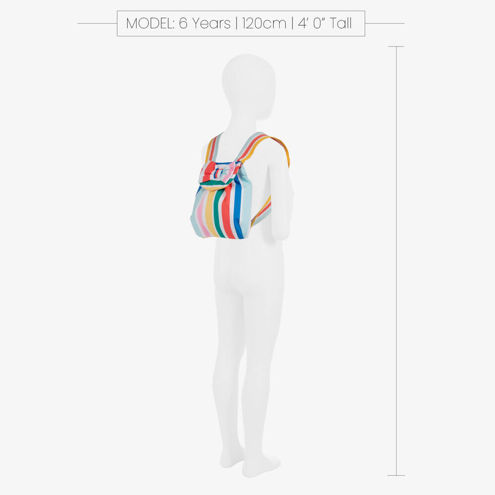 A Dee-Girls White & Pink Striped Backpack (20cm) | Childrensalon Outlet