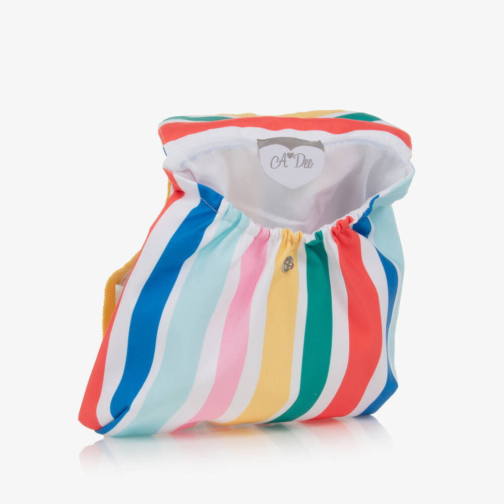 A Dee-Girls White & Pink Striped Backpack (20cm) | Childrensalon Outlet