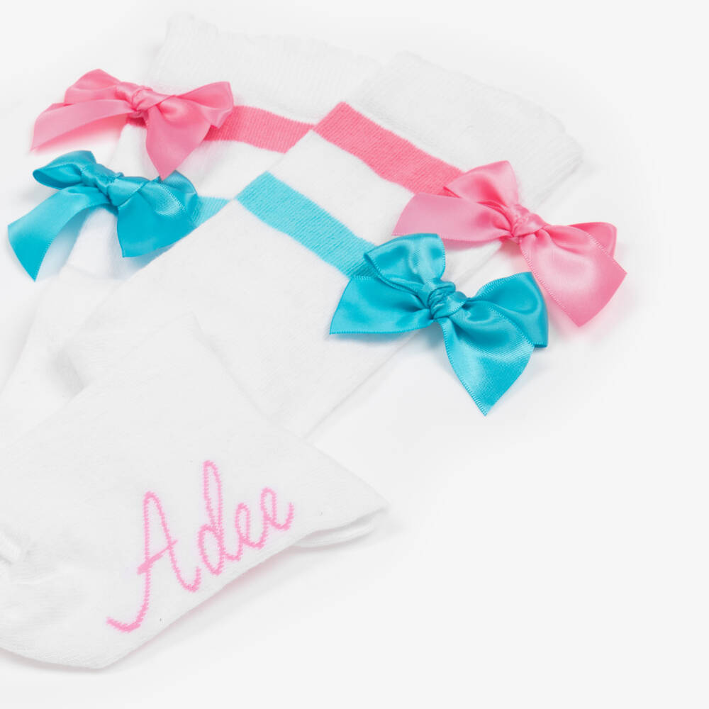 A Dee-Girls White Socks with Colorful Bows | Childrensalon Outlet