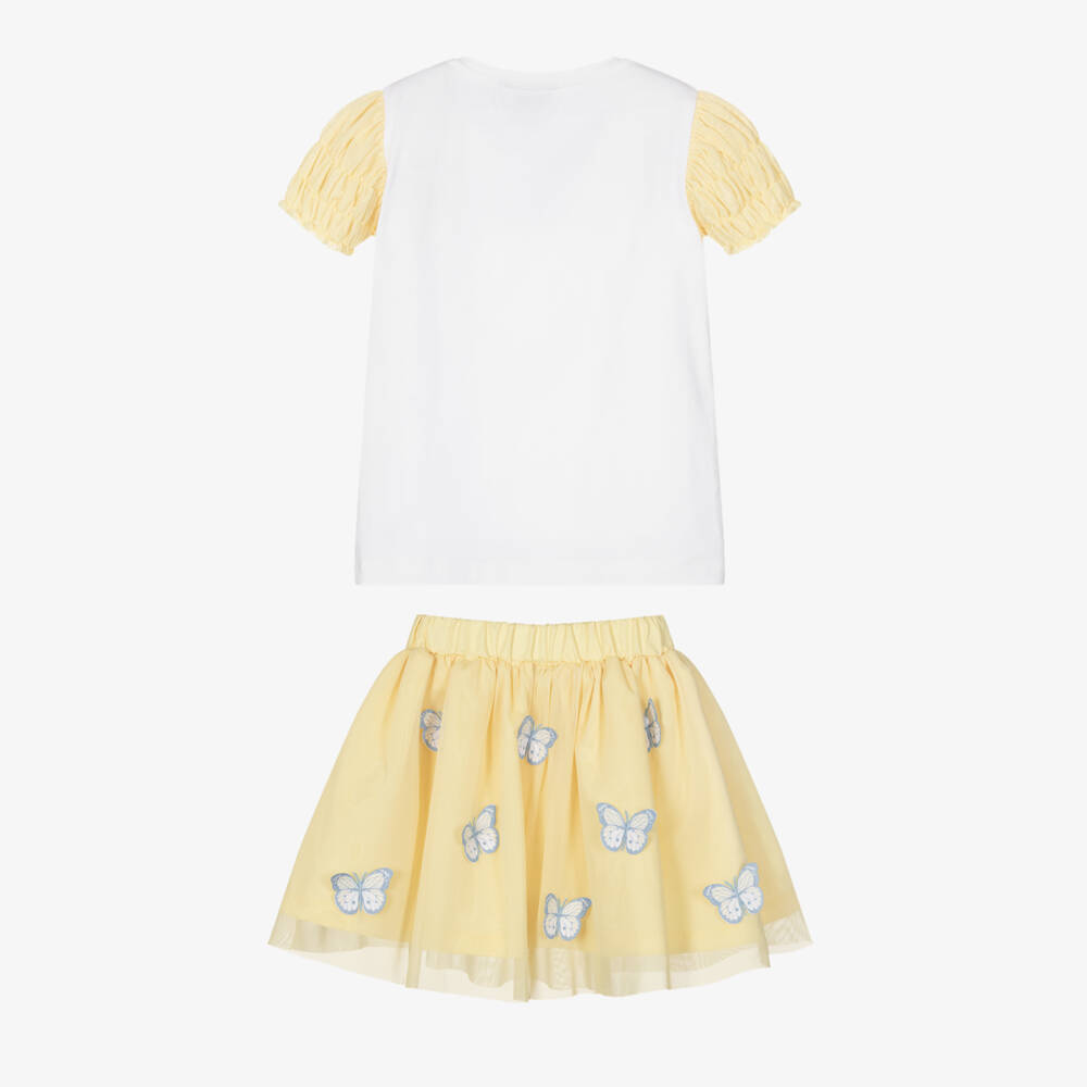 A Dee-Girls White & Yellow Skirt Set | Childrensalon Outlet