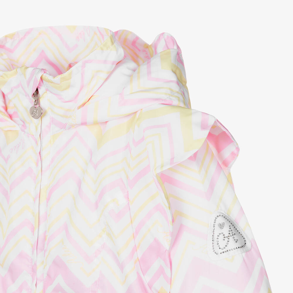 A Dee-Girls White Zigzag Print Hooded Coat | Childrensalon Outlet