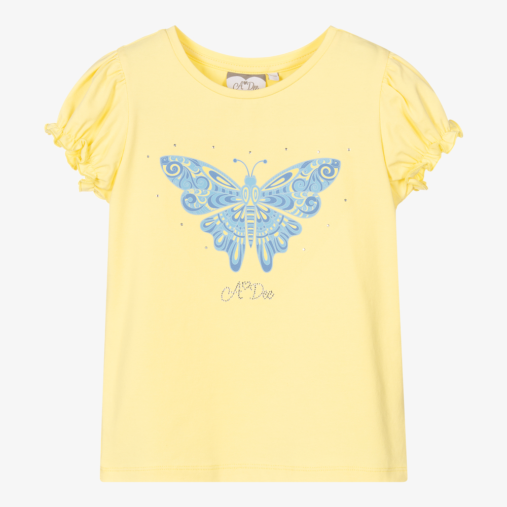 A Dee - Желтая футболка с бабочкой для девочек | Childrensalon