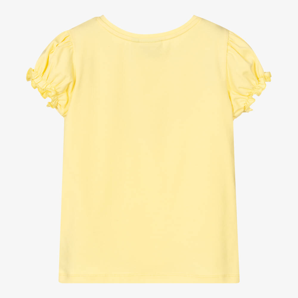 A Dee-Girls Yellow Cotton Butterfly T-Shirt | Childrensalon Outlet