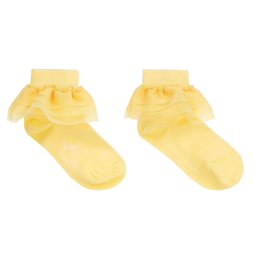 A Dee - Girls Yellow Ruffle Socks | Childrensalon
