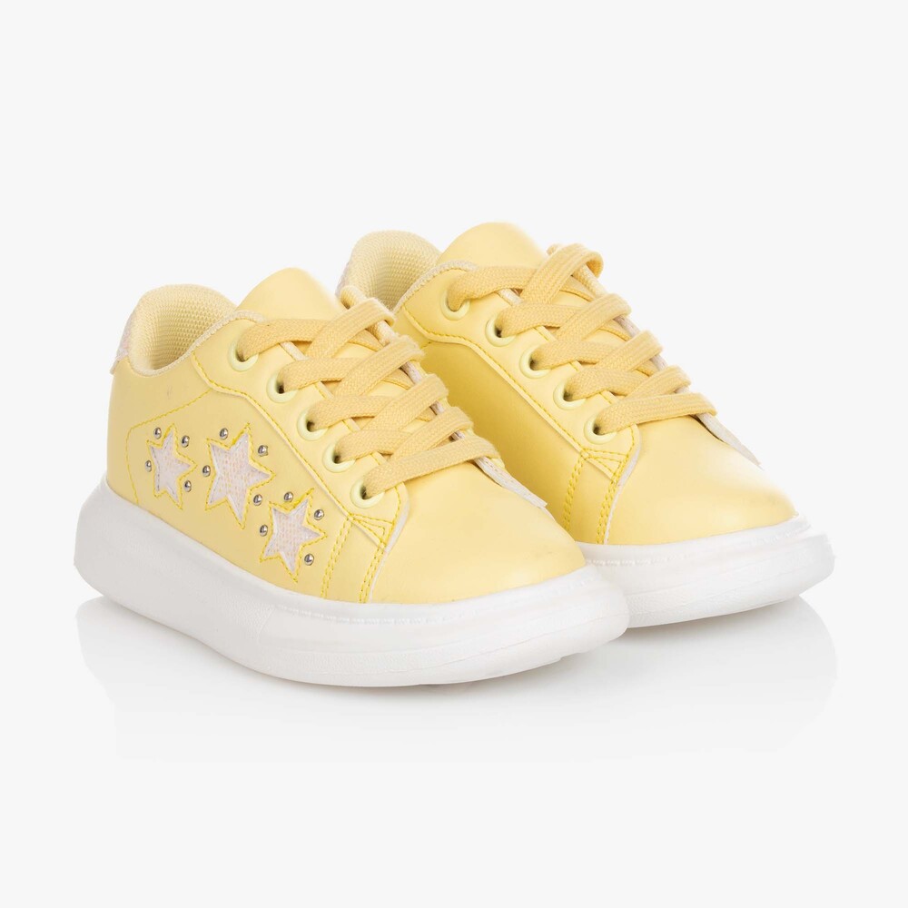 A Dee - Girls Yellow Star Trainers | Childrensalon