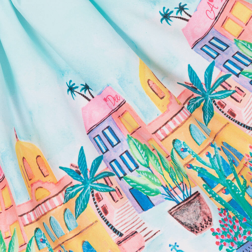 A Dee-Желто-голубое платье с тропическим принтом | Childrensalon Outlet