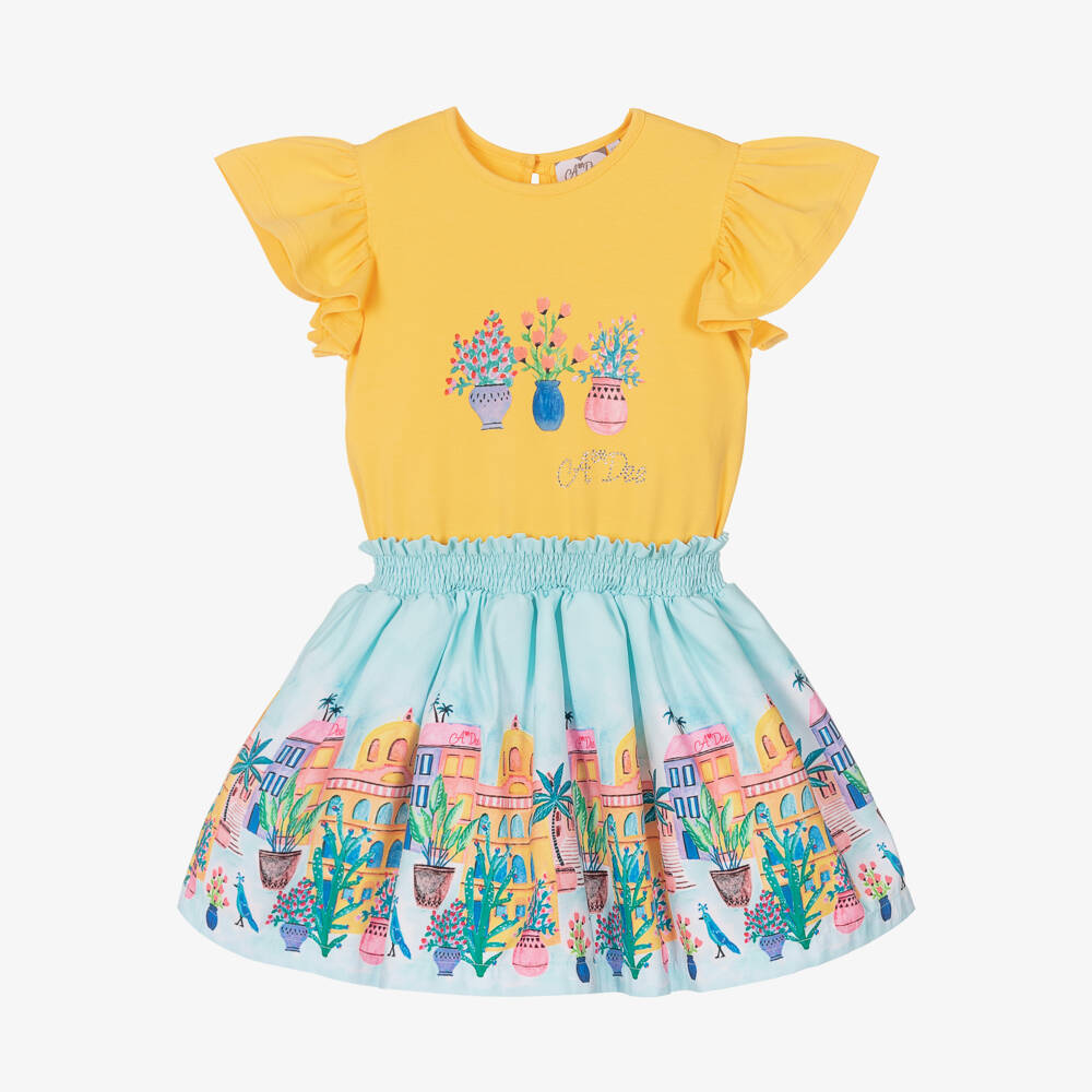 A Dee-Girls Yellow Tropical Island Dress | Childrensalon Outlet