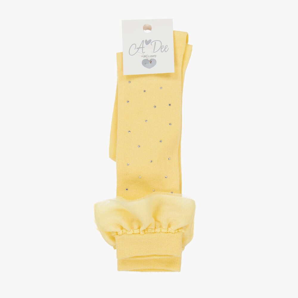 A Dee-Girls Yellow Tulle Knee Socks | Childrensalon Outlet