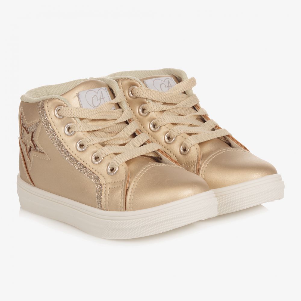 A Dee - Gold Star High-Top Trainers | Childrensalon