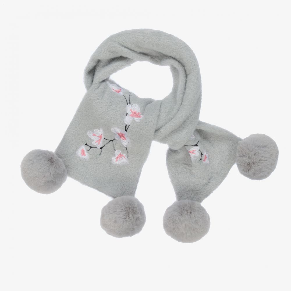 A Dee - Grey Fluffy Knit Scarf (122cm) | Childrensalon