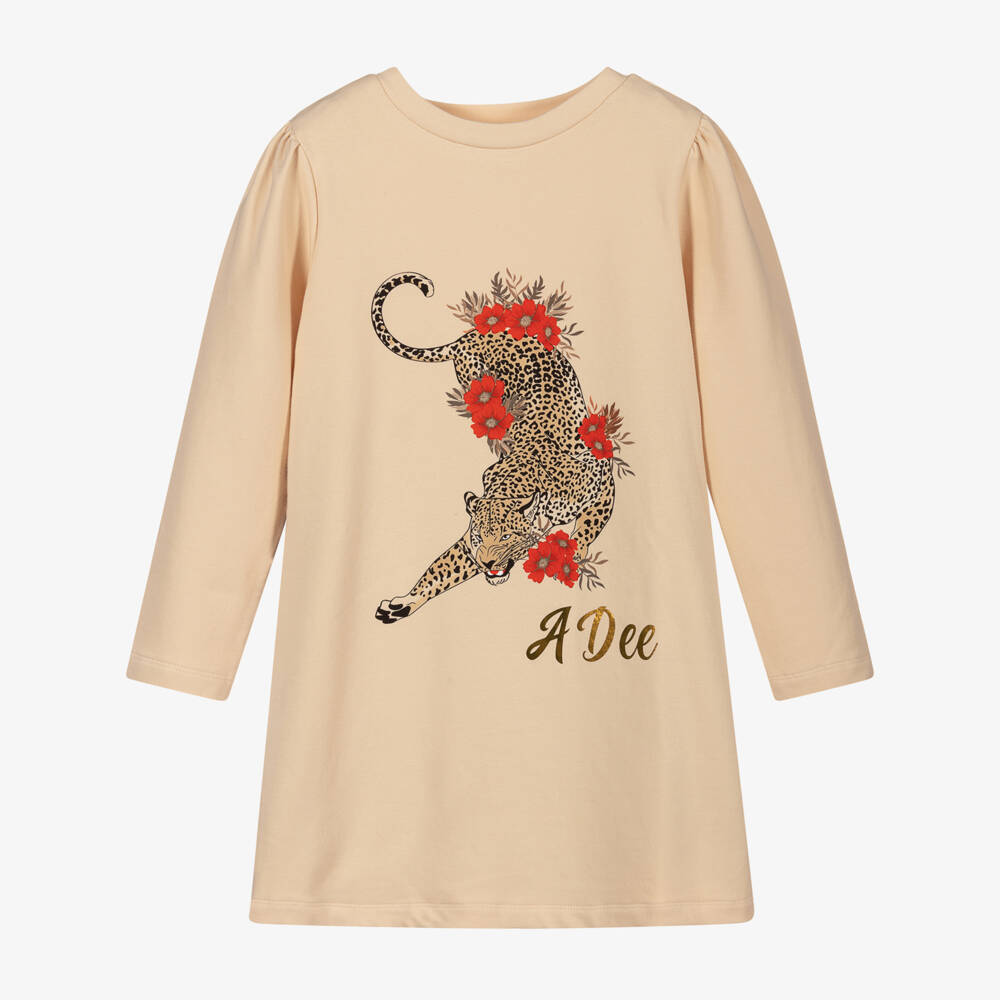 A Dee-Кремовое хлопковое платье с леопардовым принтом | Childrensalon Outlet