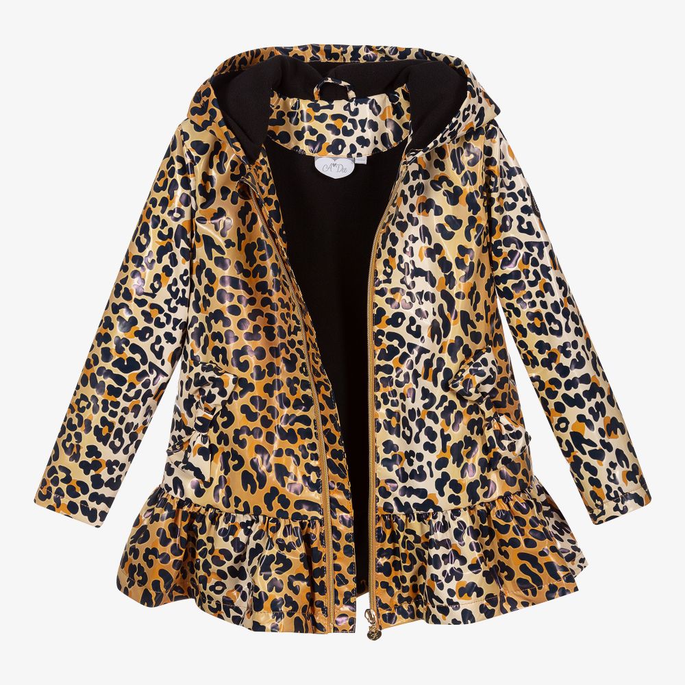 A Dee-Leopard Print Hooded Raincoat | Childrensalon Outlet