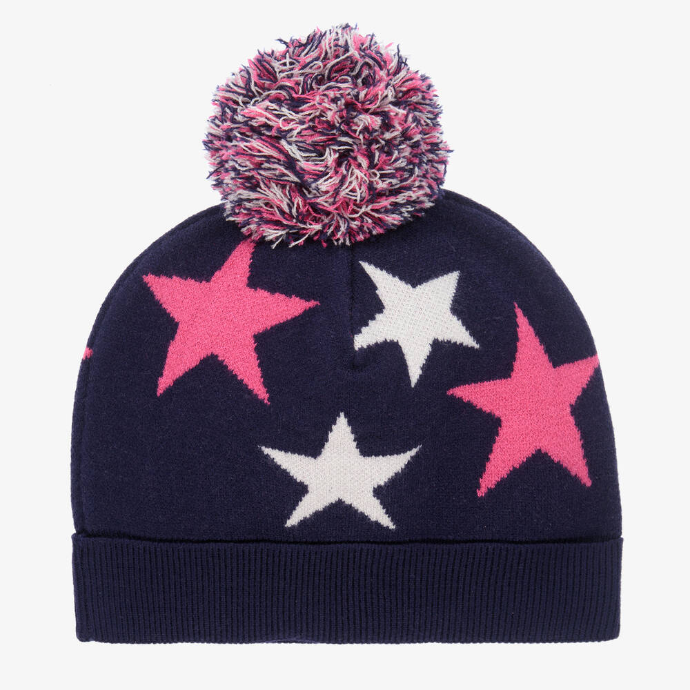 A Dee - Синяя шапка с розовыми звездами | Childrensalon