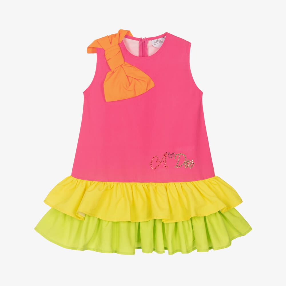 A Dee-Pink Bow And Ruffle Dress | Childrensalon Outlet