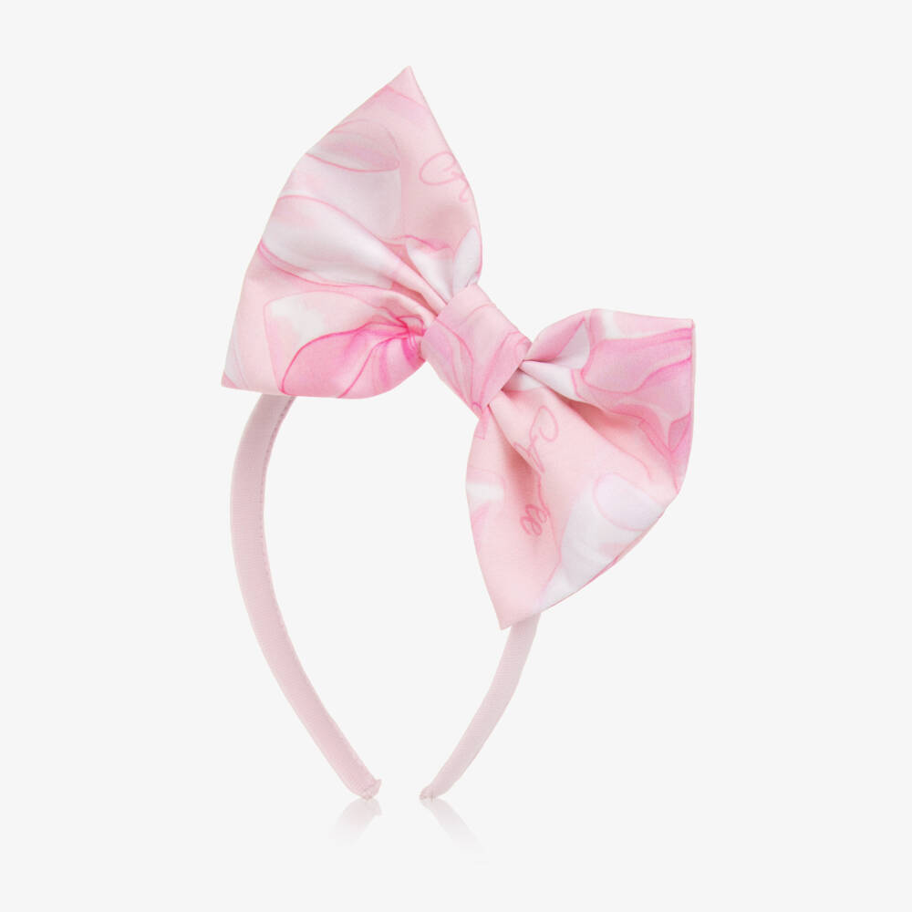 A Dee-Pink Bow Print Bow Headband | Childrensalon Outlet