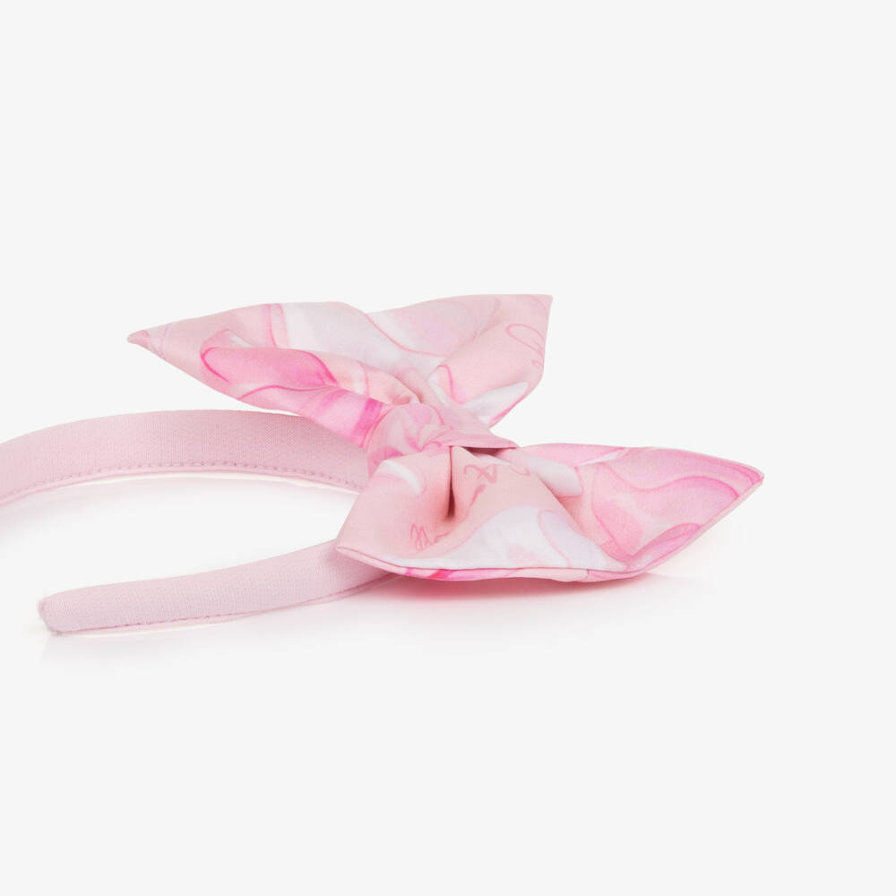 A Dee-Pink Bow Print Bow Headband | Childrensalon Outlet