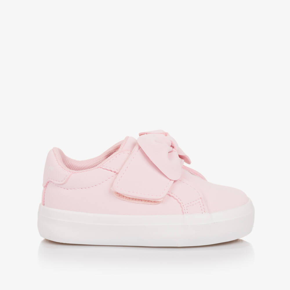 A Dee-Pink Bow Velcro Sneakers for Girls | Childrensalon Outlet