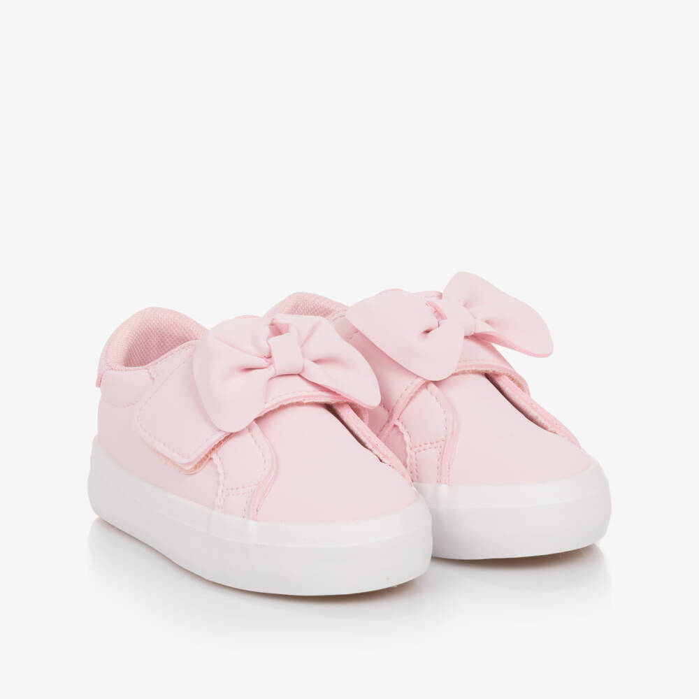 A Dee-Pink Bow Velcro Sneakers for Girls | Childrensalon Outlet