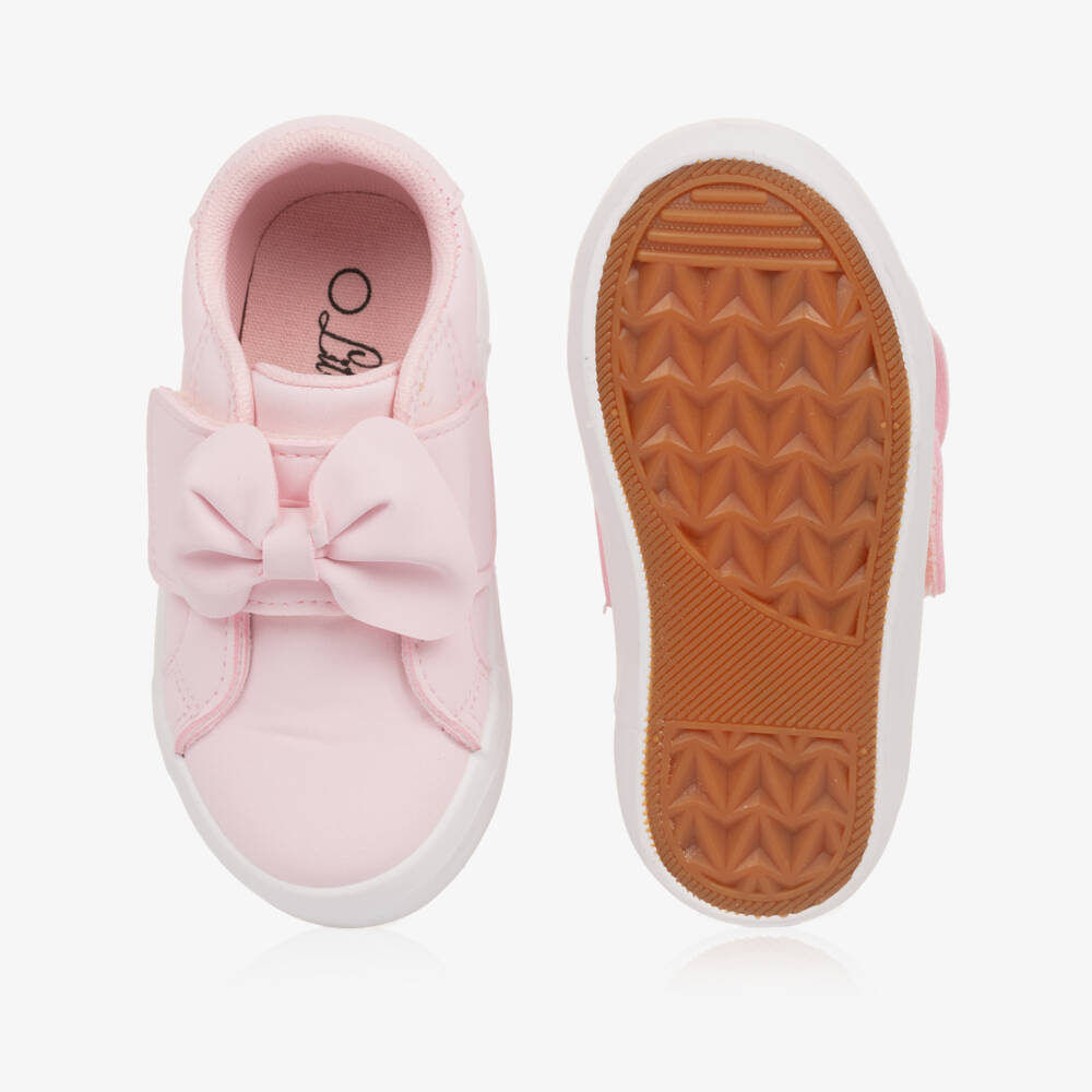 A Dee-Pink Bow Velcro Sneakers for Girls | Childrensalon Outlet