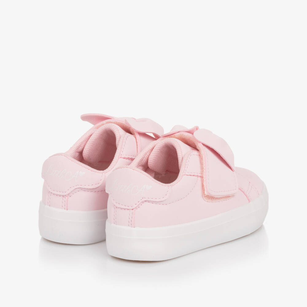 A Dee-Pink Bow Velcro Sneakers for Girls | Childrensalon Outlet