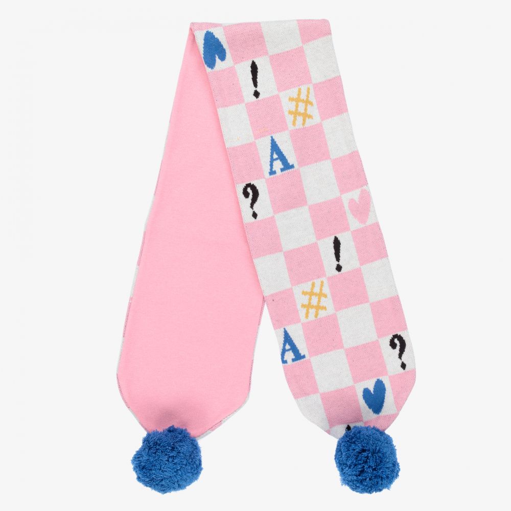 A Dee-Pink Checked Knitted Scarf | Childrensalon Outlet