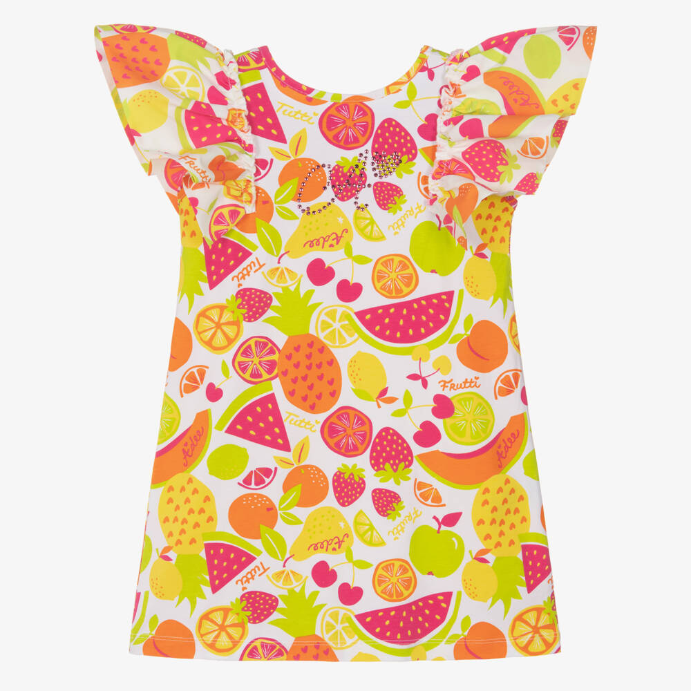 A Dee-Pink Fruit Print Bow Dress | Childrensalon Outlet