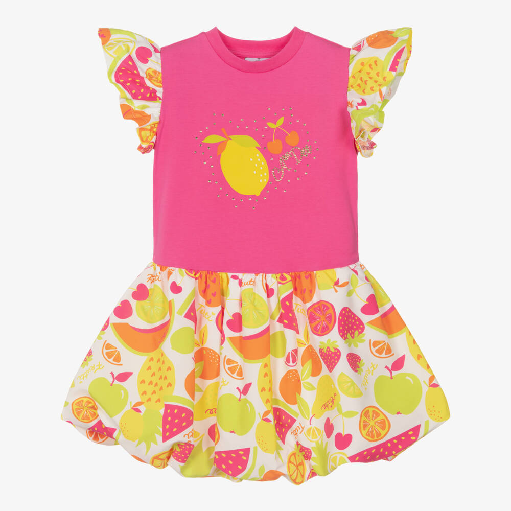 A Dee-Pink Fruit Print Dress | Childrensalon Outlet